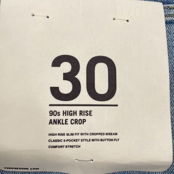 Re/Done 90s High Rise Ankle Crop in Light Dusk Destroy Women’s Size 30 New - Picture 11 of 13